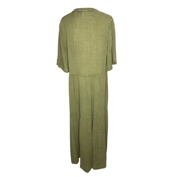 NWT Anthropologie The Kallie Flowy Green Moss Maxi Dress Relaxed Fit Size Large - Picture 10 of 12